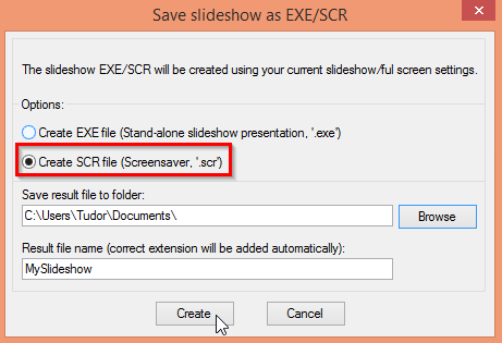 how to create a screensaver .scr file